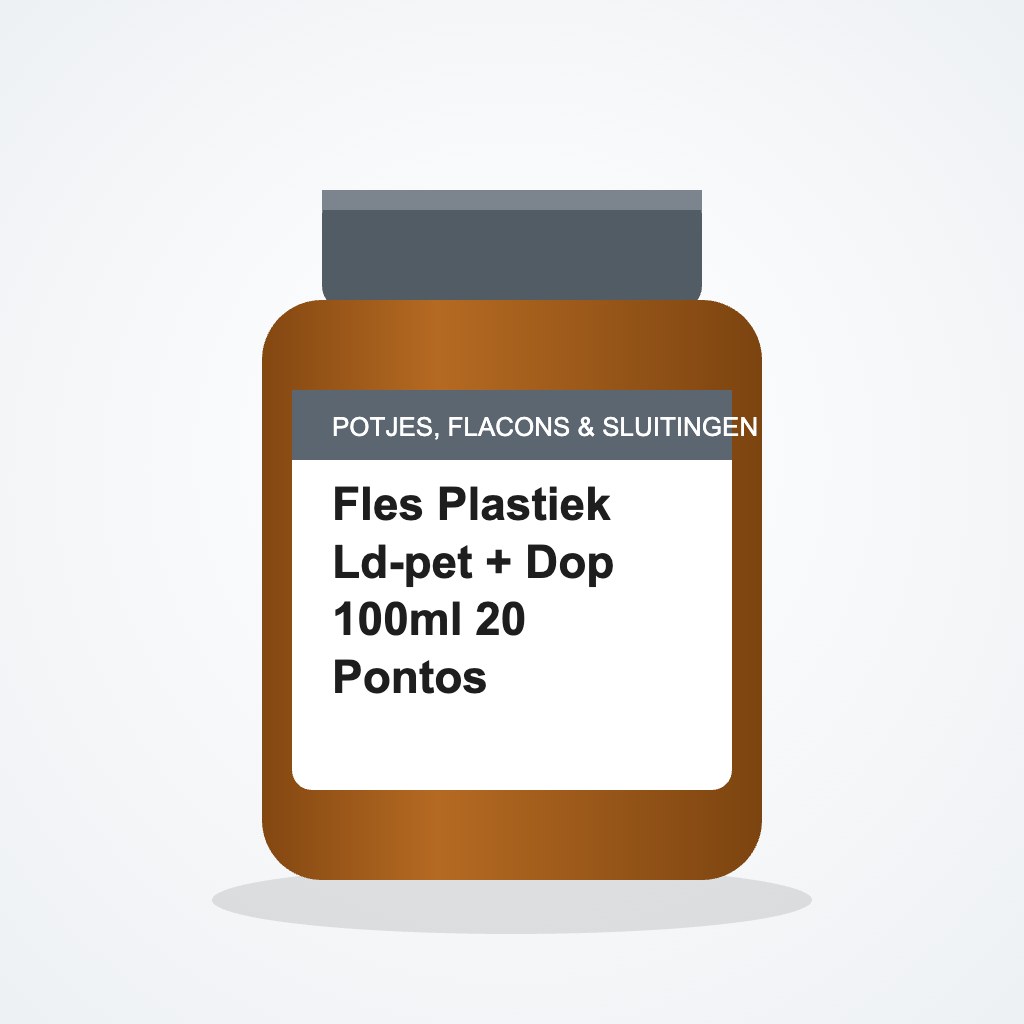 Fles Plastiek Ld-pet + Dop 100ml 20 Pontos