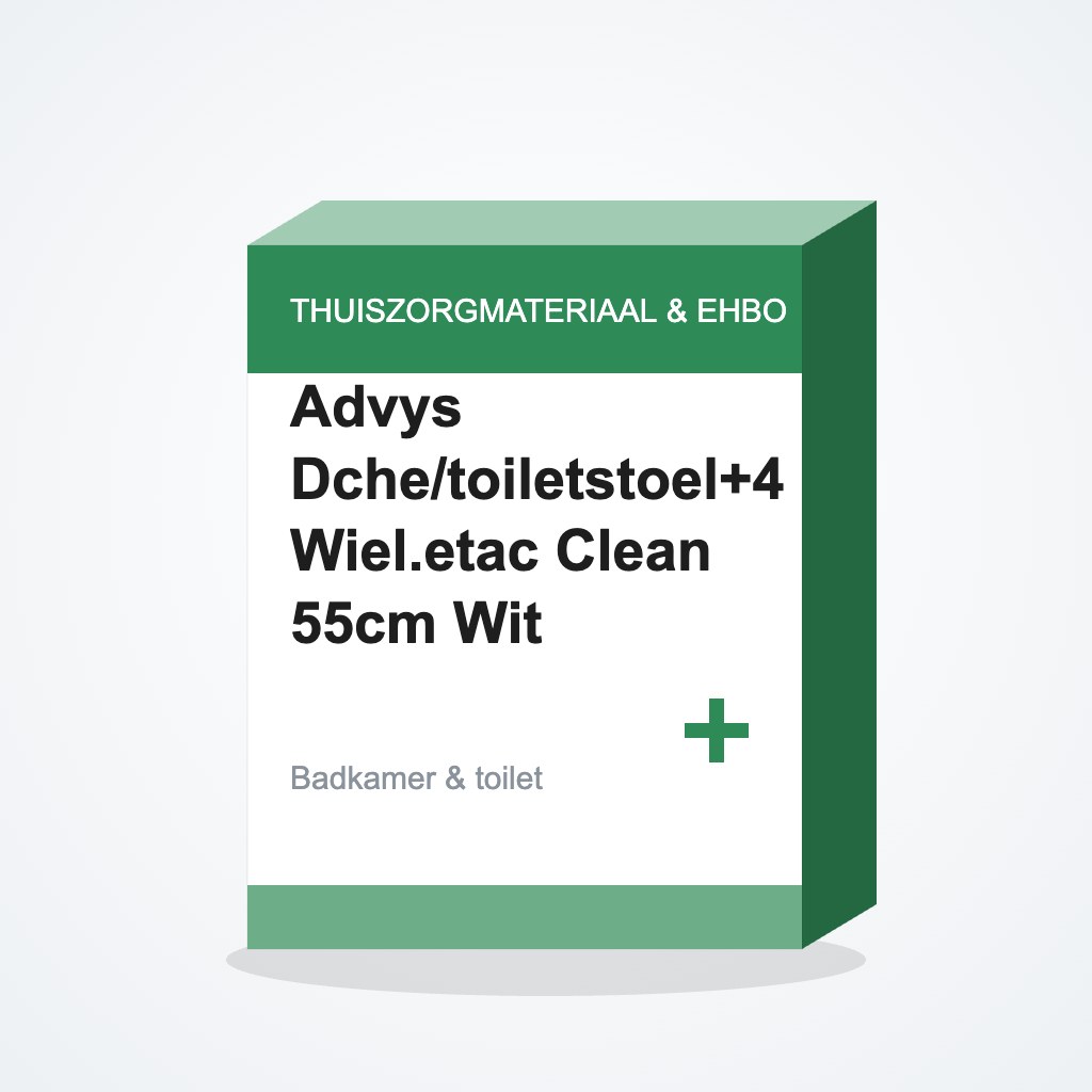Advys Dche/toiletstoel+4 Wiel.etac Clean 55cm Wit